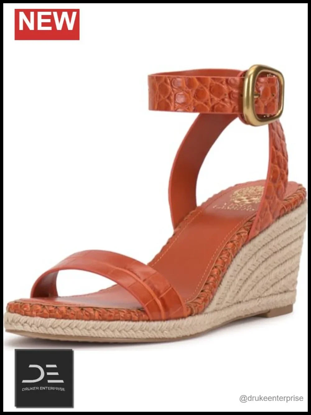 Vince Camuto Fainel Ankle Strap Espadrille Wedge Sandals Faux Leather